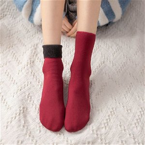 Popron Hřejivé ponožky s kožíškem - červené