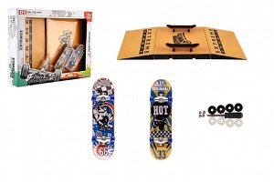 Teddies Skateboard prstový šroubovací 2ks plast 10cm s rampou s doplňky v krabičce 30x24x6cm