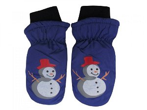 Holidaysport Dětské zimní rukavice palčáky C14-4 Sněhulák modrá 2-4 roky