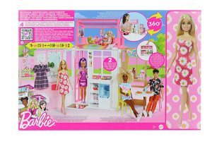 Popron Barbie dům s panenkou a štěnětem herní set HCD48