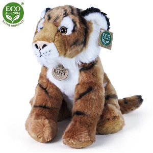RAPPA Plyšový tygr sedící 30 cm ECO-FRIENDLY