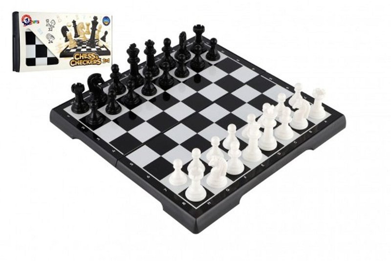 Teddies Šachy + dáma plast společenská hra v krabici 29x14,5x4cm