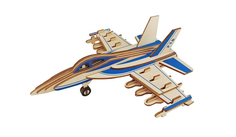 Woodcraft construction kit Woodcraft Dřevěné 3D puzzle Bojové letadlo F18