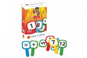PEXI Cedulky - Čísla a znaky společenská hra naučná v krabici 11,5x18x3,5cm