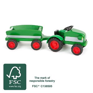 small foot by Legler Small Foot Dřevěný traktor s vlečkou zelený