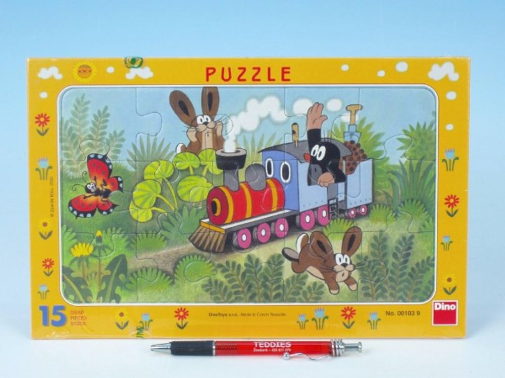Dino Puzzle deskové Krtek a lokomotiva 29,5x19cm 15 dílků