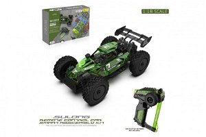 Teddies Auto RC buggy plast 22cm stavebnice 24MHz na baterie zelené v krabici 34x25x7cm