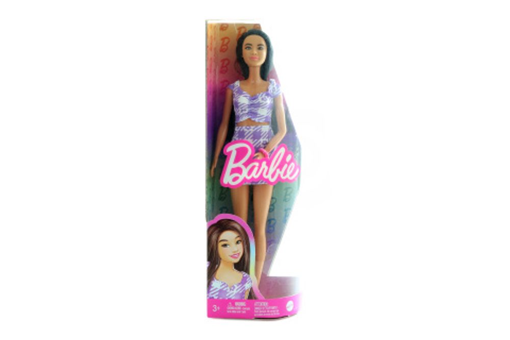 Popron Barbie Modelka-fialkové kostkované šaty HPF75
