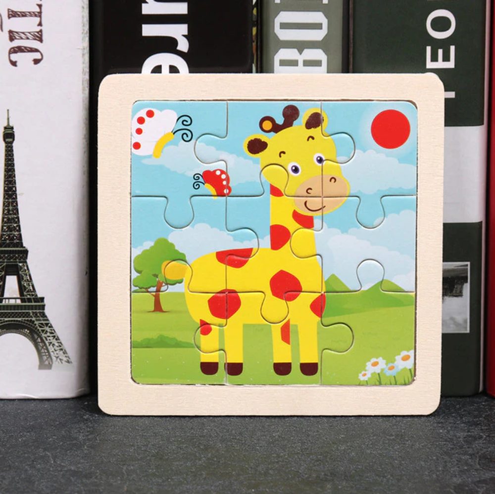 Popron Dřevěné puzzle pro děti - žirafa