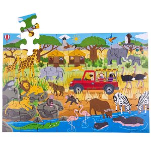 Bigjigs Toys Podlahové puzzle Africké dobrodružné 48dílků