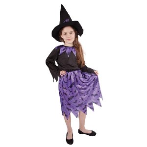 RAPPA Dětský kostým čarodějnice/Halloween s netopýry a kloboukem (M) e-obal