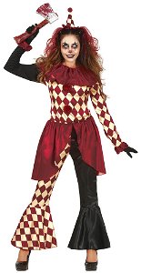 Fiestas Guirca Hororový klaun - Harlequin Outfit Košile s vlnicí Kalhoty Maškarní kostým Dospělá žena Velikost S 36-38