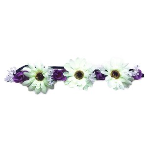 RAPPA Čelenka květina fialovo-bílá 3 větší květy