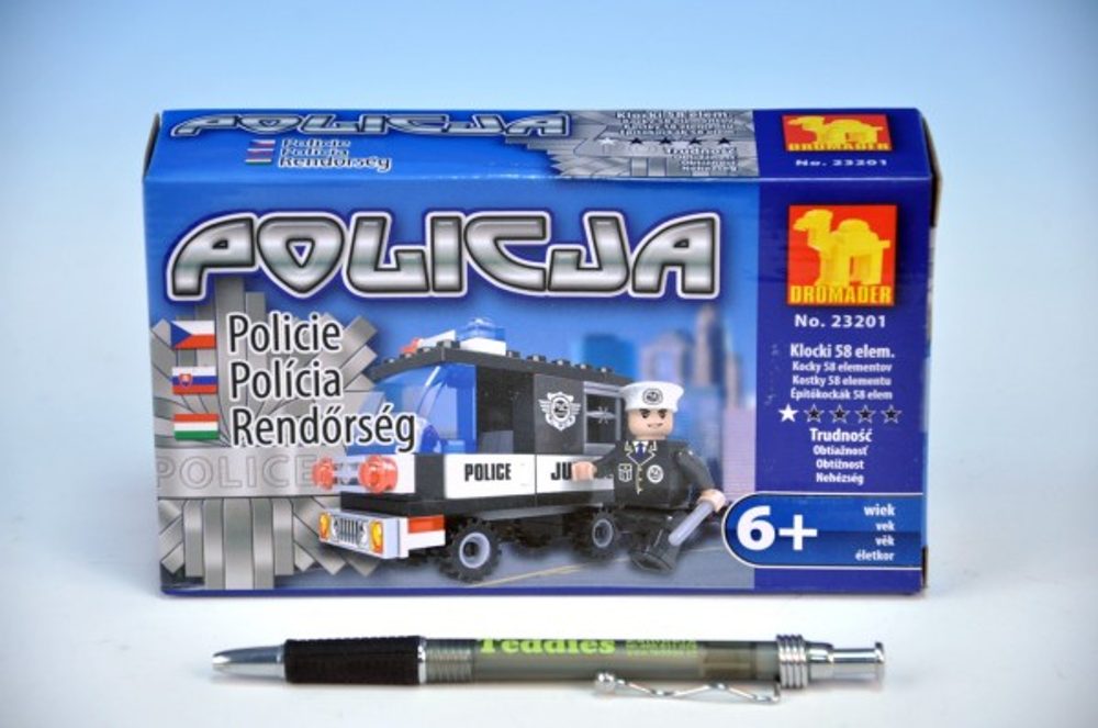 Popron Stavebnice Dromader Policie Auto 23201 58ks v krabičce 17x10x4,5cm