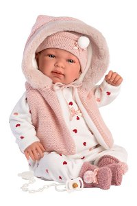 Llorens 84440 NEW BORN - realistická panenka miminko se zvuky a měkkým látkovým tělem - 44 cm
