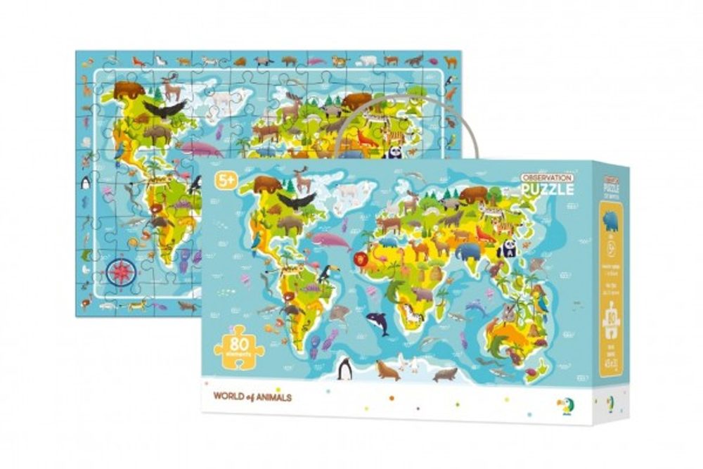 Teddies Puzzle Svět zvířat 45x31cm 80 dílků v krabici 25x16x6,5cm