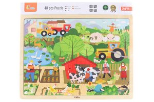 Popron Dřevěné puzzle 48 dílků - farma