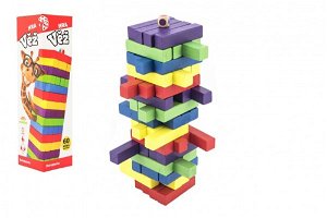 Bonaparte Hra věž dřevěná 60ks barevných dílků společenská hra hlavolam v krabičce 7,5x27,5x7,5cm