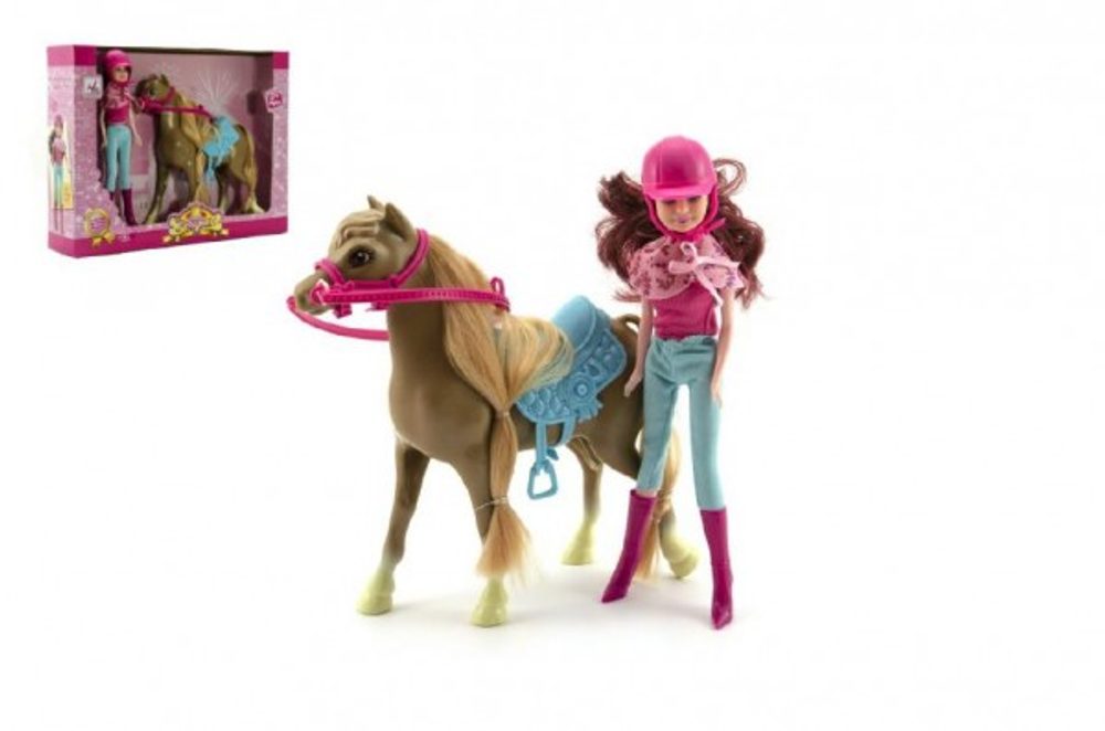 Teddies Kůň + panenka žokejka plast v krabici 34x27x7cm
