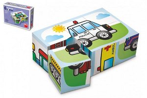 TOPA Kostky kubus Dopravní prostředky dřevo 6 ks v krabičce 12,5x8,5x4cm