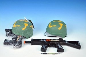 Teddies Vojenská sada /samopal 31cm + helma plast v síťce
