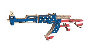Woodcraft construction kit Woodcraft Dřevěné 3D puzzle Samopal AK47 v barvách Americké vlajky