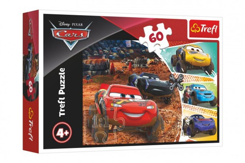 Trefl Puzzle Disney Cars 3/McQueen s přáteli 33x22cm 60 dílků v krabici 21x14x4cm