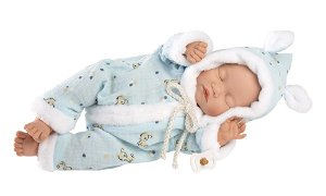 Llorens 63301 LITTLE BABY - spící realistická panenka miminko s měkkým látkovým tělem - 32 cm