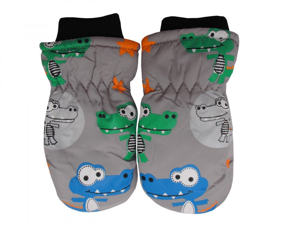 Holidaysport Dětské zimní rukavice palčáky C15-4 Krokodýl světle šedá 2-4 roky