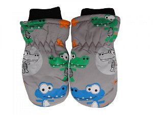Holidaysport Dětské zimní rukavice palčáky C15-4 Krokodýl světle šedá 2-4 roky