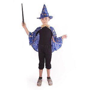 RAPPA Dětský plášť modrý s kloboukem čarodějnice/Halloween