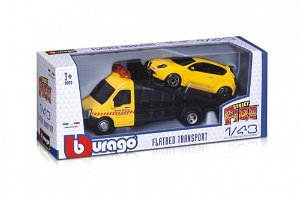 Popron Auto/kamion Bburago odtahovka + auto 1:43 kov/plast 21cm 6 barev v krabičce 22x9x6,5cm