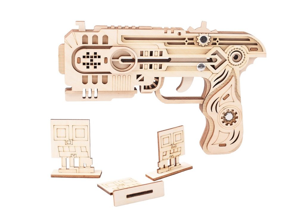 Woodcraft construction kit Woodcraft Dřevěné 3D puzzle Zbraň na gumičky Dragon Chaser
