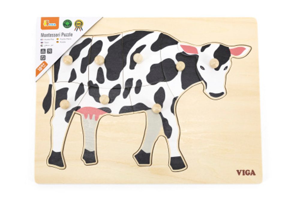 Popron Dřevěná montessori vkládačka - kráva