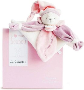 Doudou et Compagnie Paris Doudou Dárková sada - plyšový spinkáček růžový medvídek 24 cm