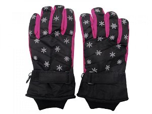 Holidaysport Juniorské zimní lyžařské rukavice C04 černá+růžová