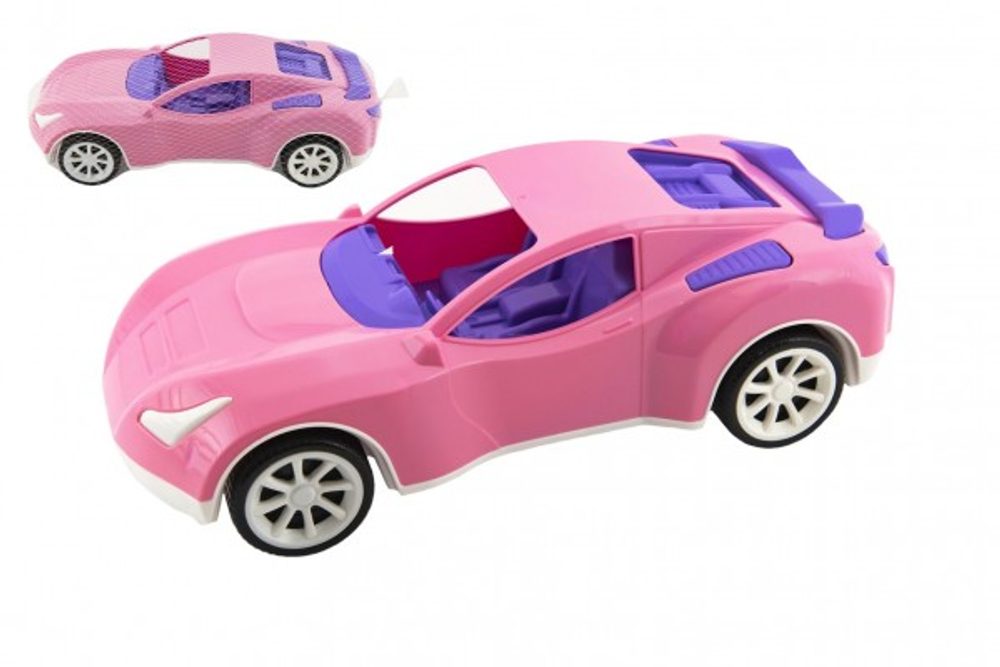 Teddies Auto sportovní pro holky růžové plast na volný chod v síťce 16x36x12cm