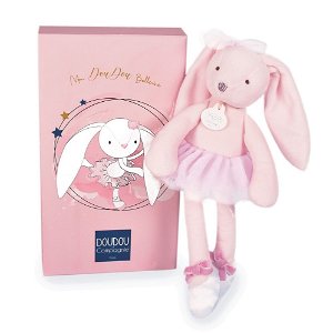 Doudou et Compagnie Paris Doudou Dárková sada - Plyšová hračka zajíček růžová balerína 30 cm