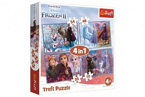 Trefl Puzzle 4v1 Ledové království II/Frozen II v krabici 28x28x6cm