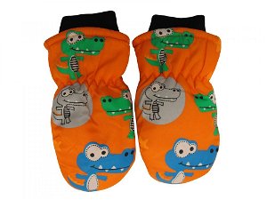 Holidaysport Dětské zimní rukavice palčáky C15-6 Krokodýl oranžová 2-4 roky