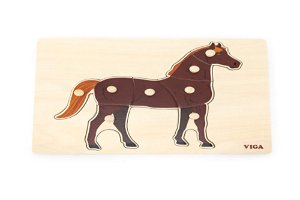 LAMPS Dřevěná montessori vkládačka - kůň