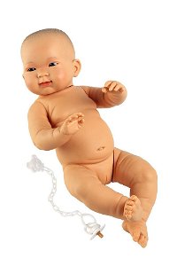 Llorens 45006 NEW BORN HOLČIČKA - realistická panenka miminko žluté rasy s celovinylovým tělem - 45 cm