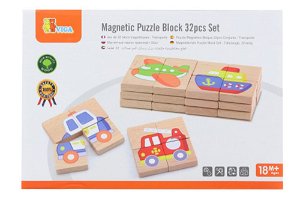 Popron Dřevěné magnetické puzzle - dopravní prostředky