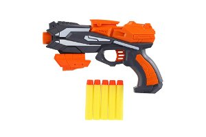 RAPPA Pistole na pěnové náboje 20x14cm plast a 5ks nábojů oranžová na kartě