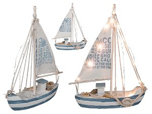 Popron Dřevěná plachetnice s 13 bílými LED