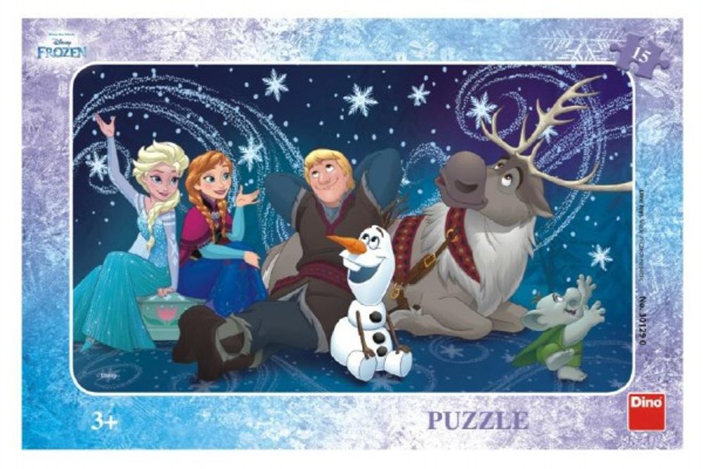 Dino Puzzle Sněhové vločky deskové 15 dílků Frozen/Ledové království 30x19cm