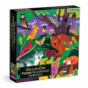 Mudpuppy Puzzle Lesní zvířátka - svítící ve tmě 500 dílků