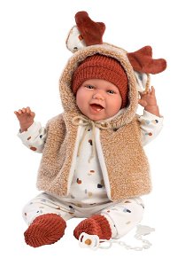 Llorens 74018 NEW BORN - realistická panenka miminko se zvuky a měkkým látkovým tělem - 42 cm