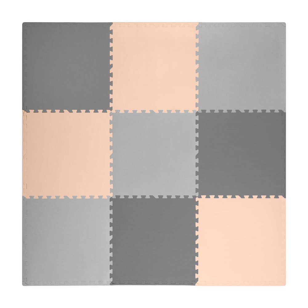Ricokids Puzzle pěnová podložka 180x180cm 9 ks šedá a broskvová