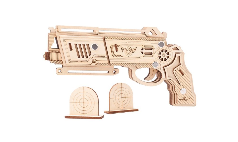 Woodcraft construction kit Woodcraft Dřevěné 3D puzzle Zbraň na gumičky Falcon přírodní